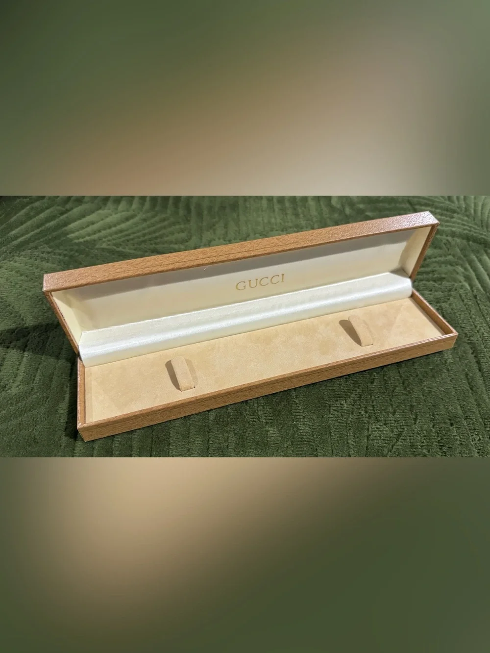Empty Vintage Gucci Watch Bracelet Presentation Box/Case, Brown Textured w Logo